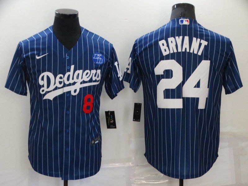 Men Los Angeles Dodgers #24 Bryant Blue stripe Game Nike 2022 MLB Jersey